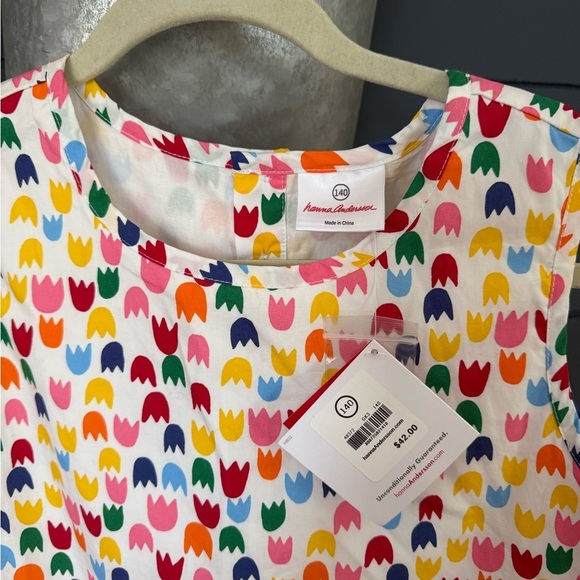 HANNA ANDERSON GIRLS FLOUNCED POPOVER FLORAL WHITE/MULTICOLOR US 10 NWT $42 - Picture 2 of 4